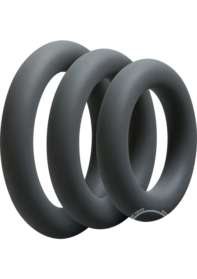OptiMALE 3 C-Ring Set Silicone Cock Ring Thick (3 Piece Kit) - Slate - Image 2