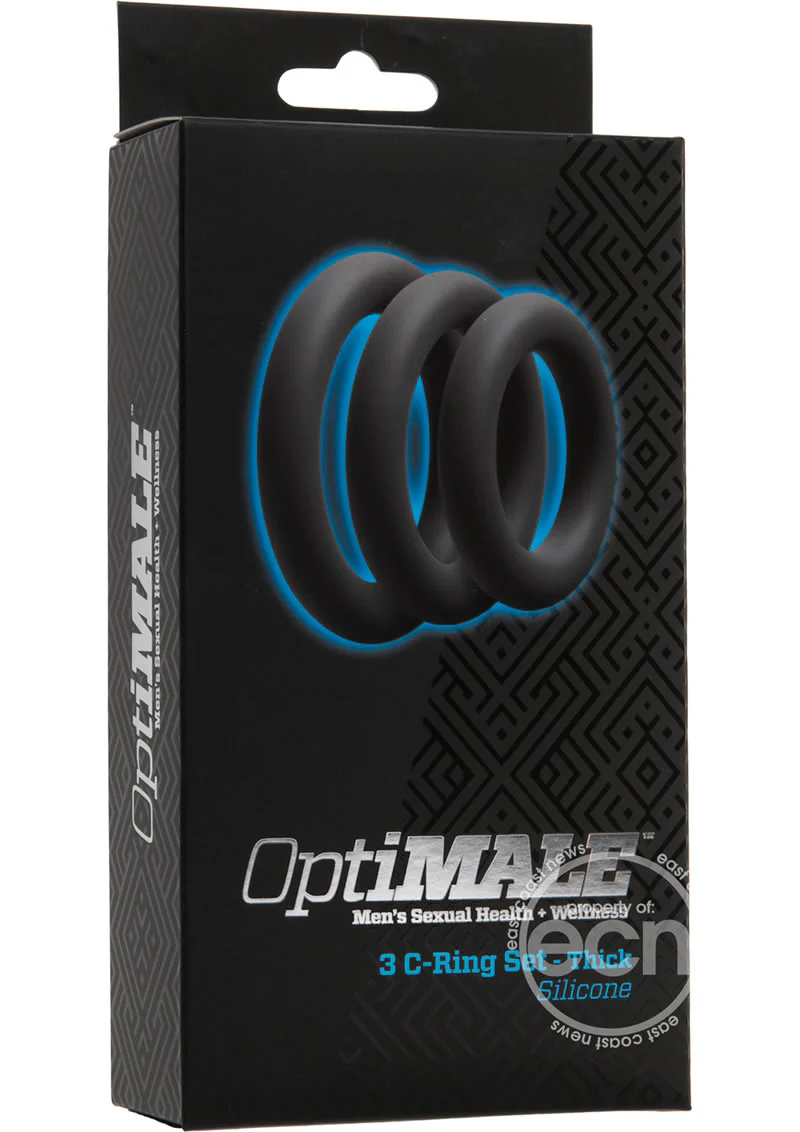OptiMALE 3 C-Ring Set Silicone Cock Ring Thick (3 Piece Kit) - Slate - Image 3
