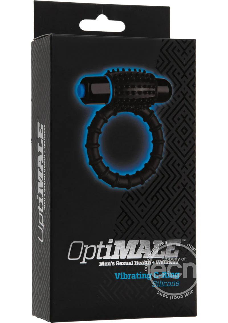 OptiMALE Silicone Vibrating Cock Ring With Bullet - Black - Image 3