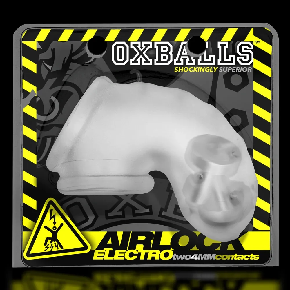 Oxballs Airlock Electro Air-Lite Vented Silicone Chastity - Clear Ice