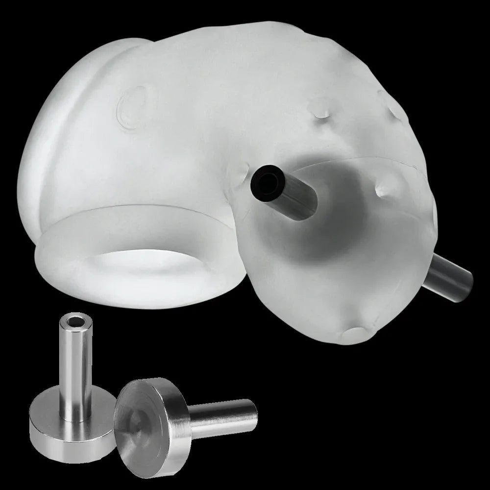 Oxballs Airlock Electro Air-Lite Vented Silicone Chastity - Clear Ice - Image 10