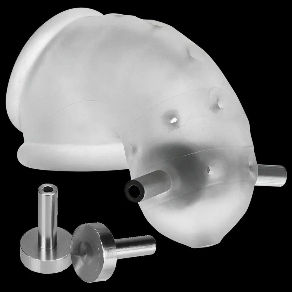 Oxballs Airlock Electro Air-Lite Vented Silicone Chastity - Clear Ice - Image 9