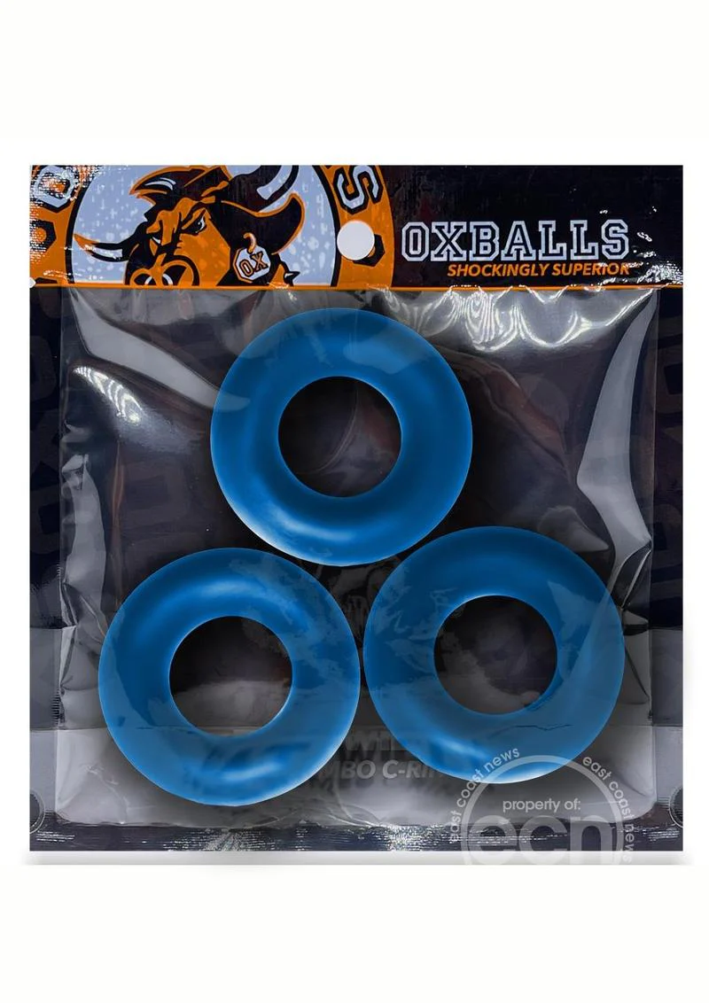 Oxballs Fat Willy Jumbo Cock Ring (3 pack) - Space Blue - Image 2