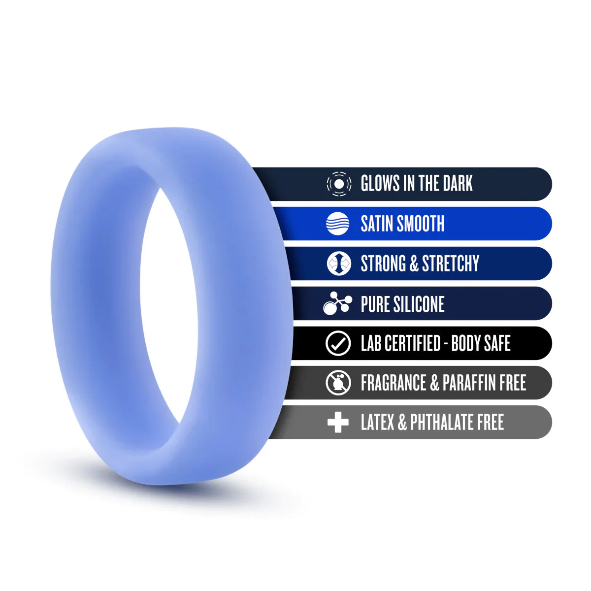 Performance Glo: Glow In The Dark Blue Penis Ring - Image 3