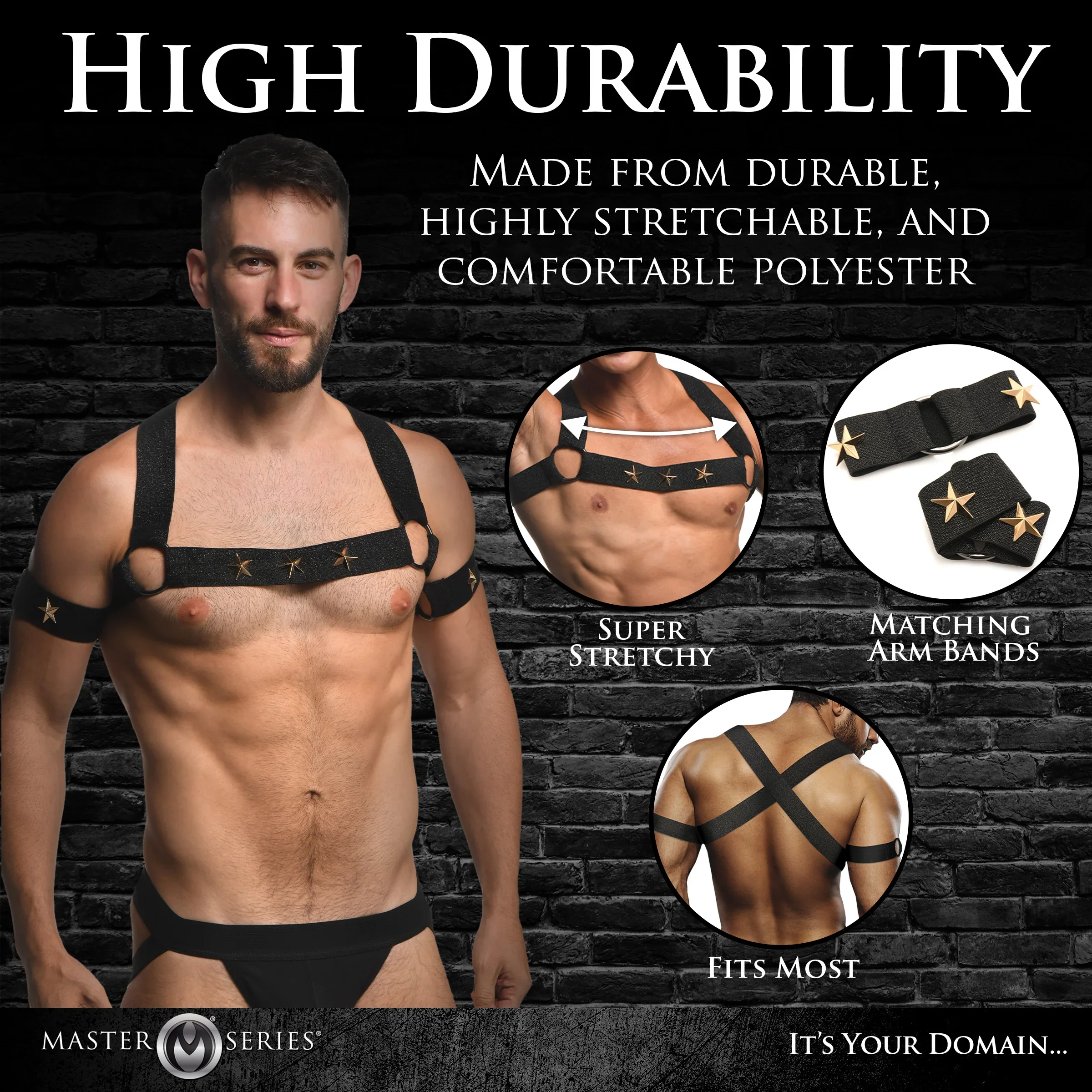 Star Boy Male Chest Harness With Arm Bands - Image 5