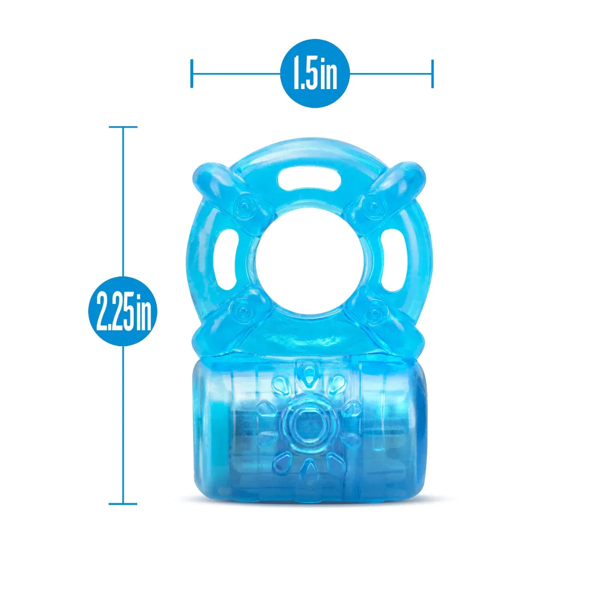 Stay Hard Blue 5-Function Rechargeable Vibrating Penis Ring - Image 2