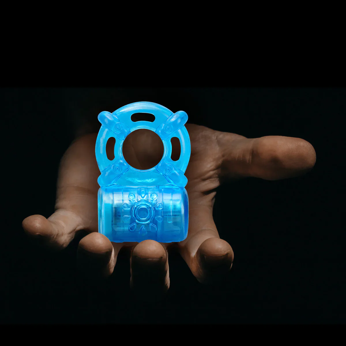 Stay Hard Blue 5-Function Rechargeable Vibrating Penis Ring - Image 4