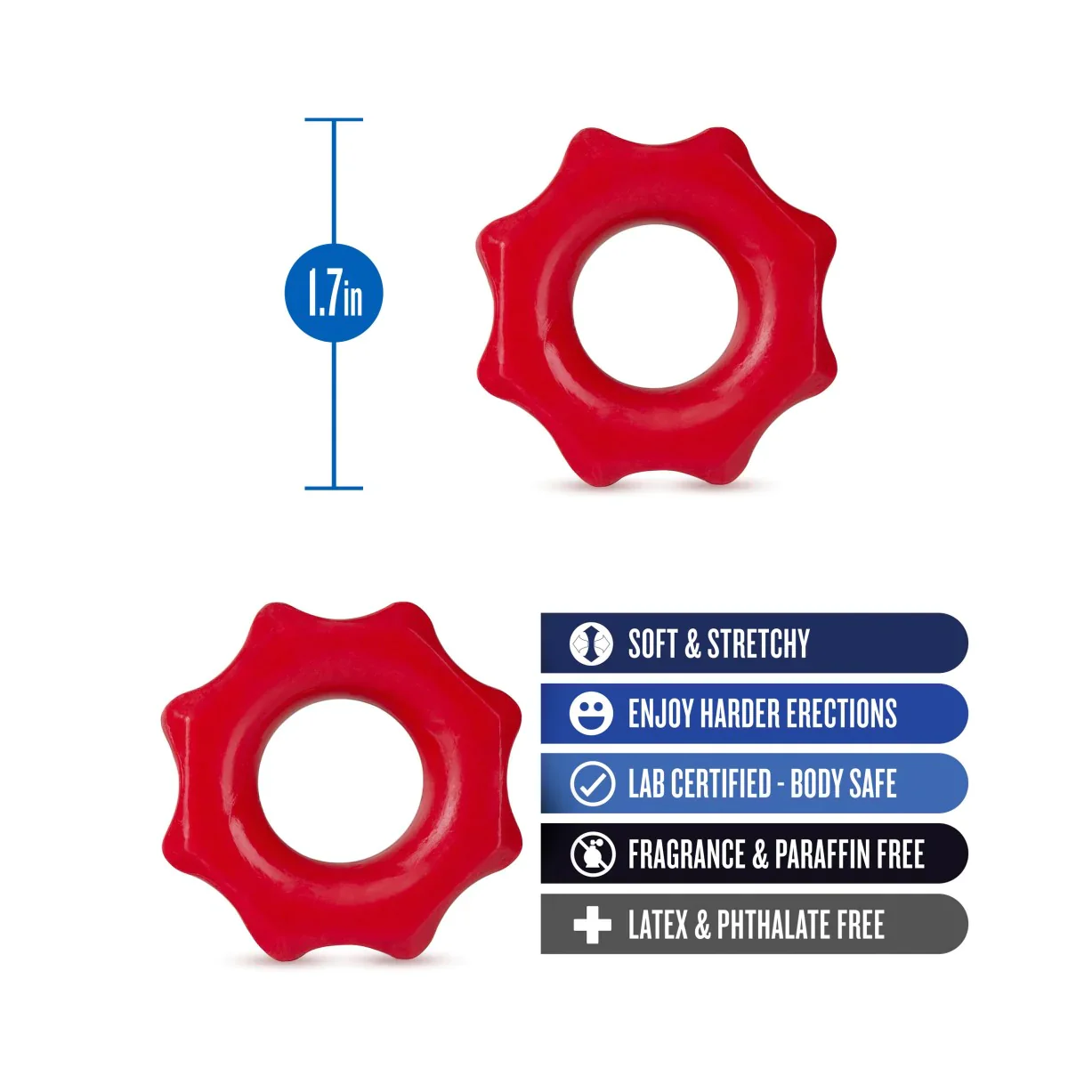 Stay Hard Nutz: Soft & Stretchy Red Penis Rings 2-Pack - Image 3