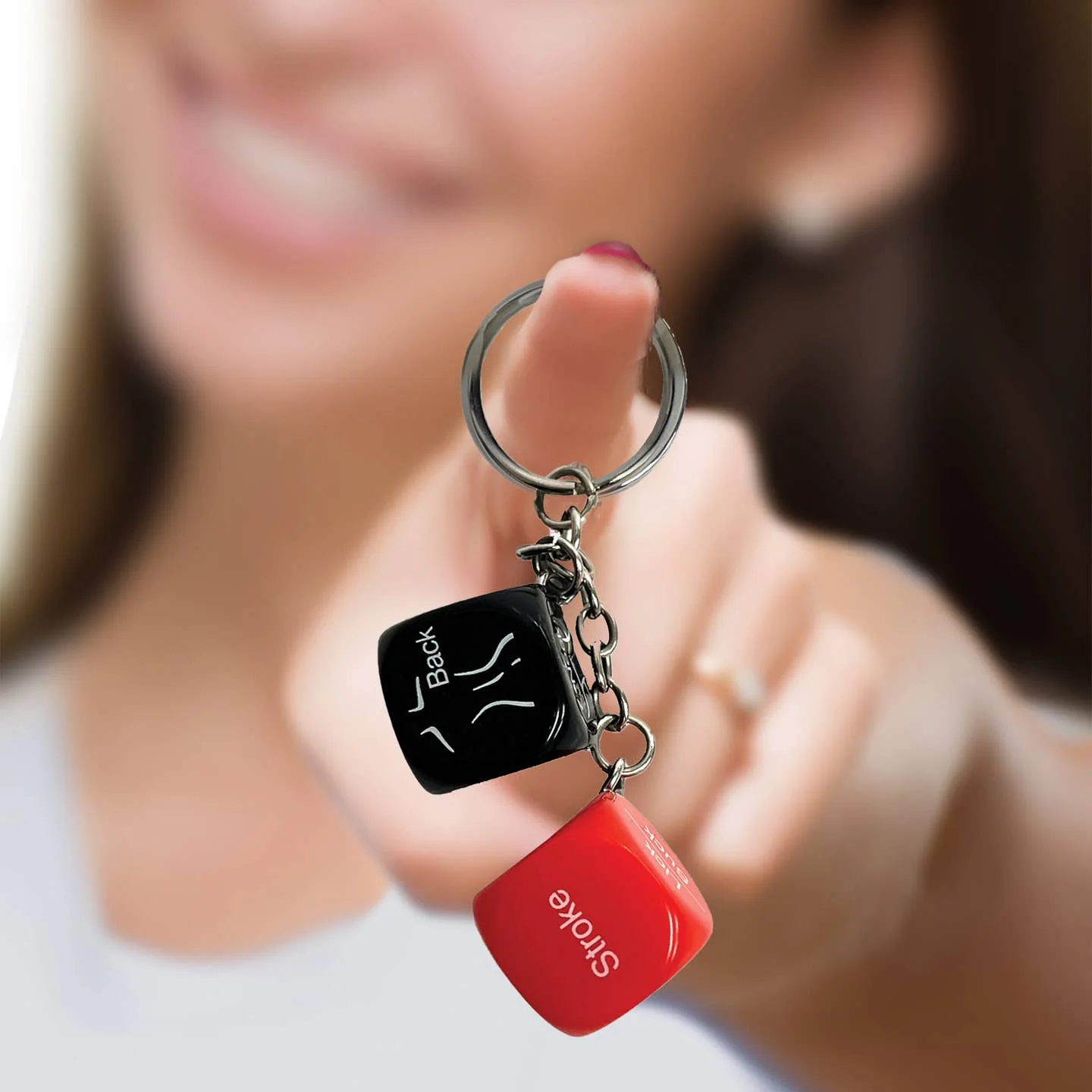 Super Fun Key Chain Sex Dice - Red/Black - Image 2