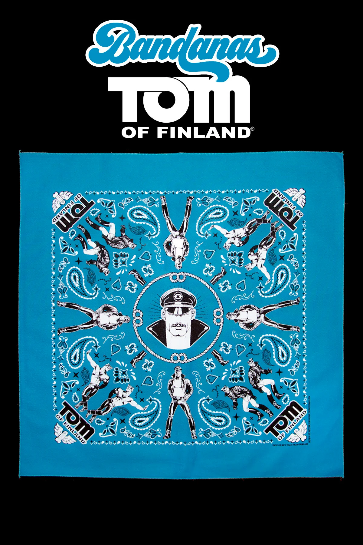 Tom of Finland Bandana by Peachy Kings TURQUOISE - Image 2