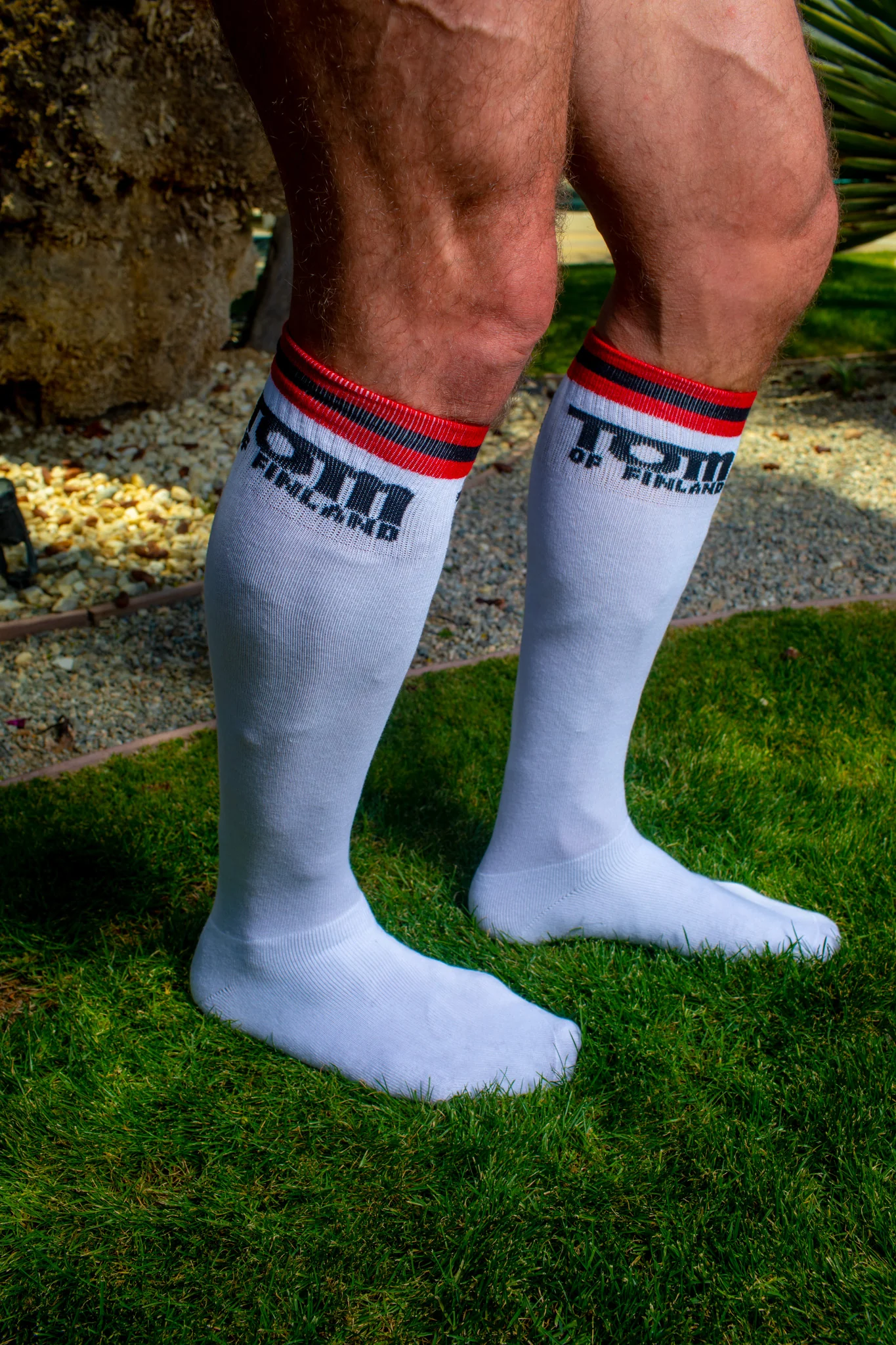 TOM OF FINLAND KNEE HIGH WHITE LOGO SOCKS - Image 13