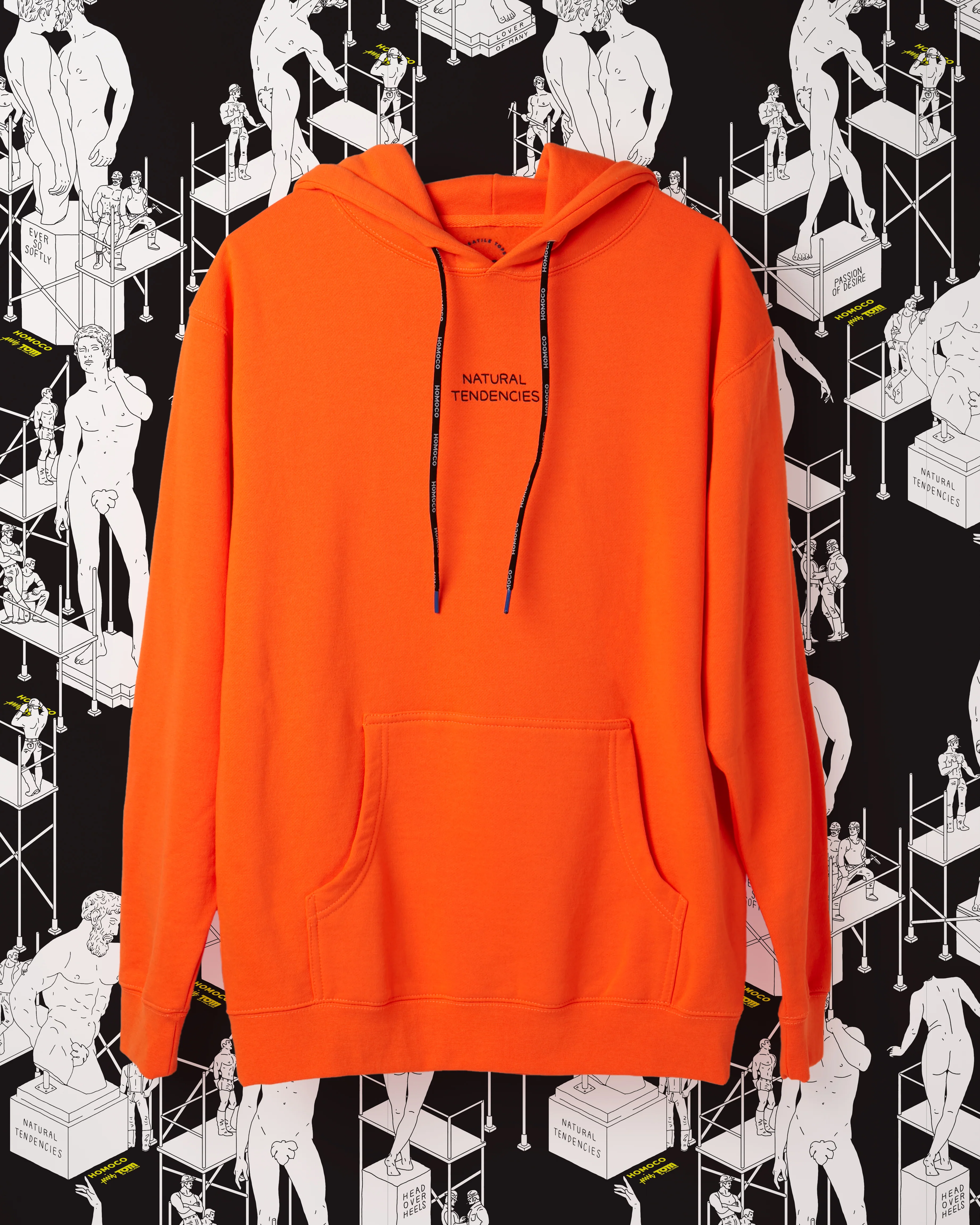 Tom of Finland Safety Orange Lover of Many Hoodie By HOMOCO - Image 3