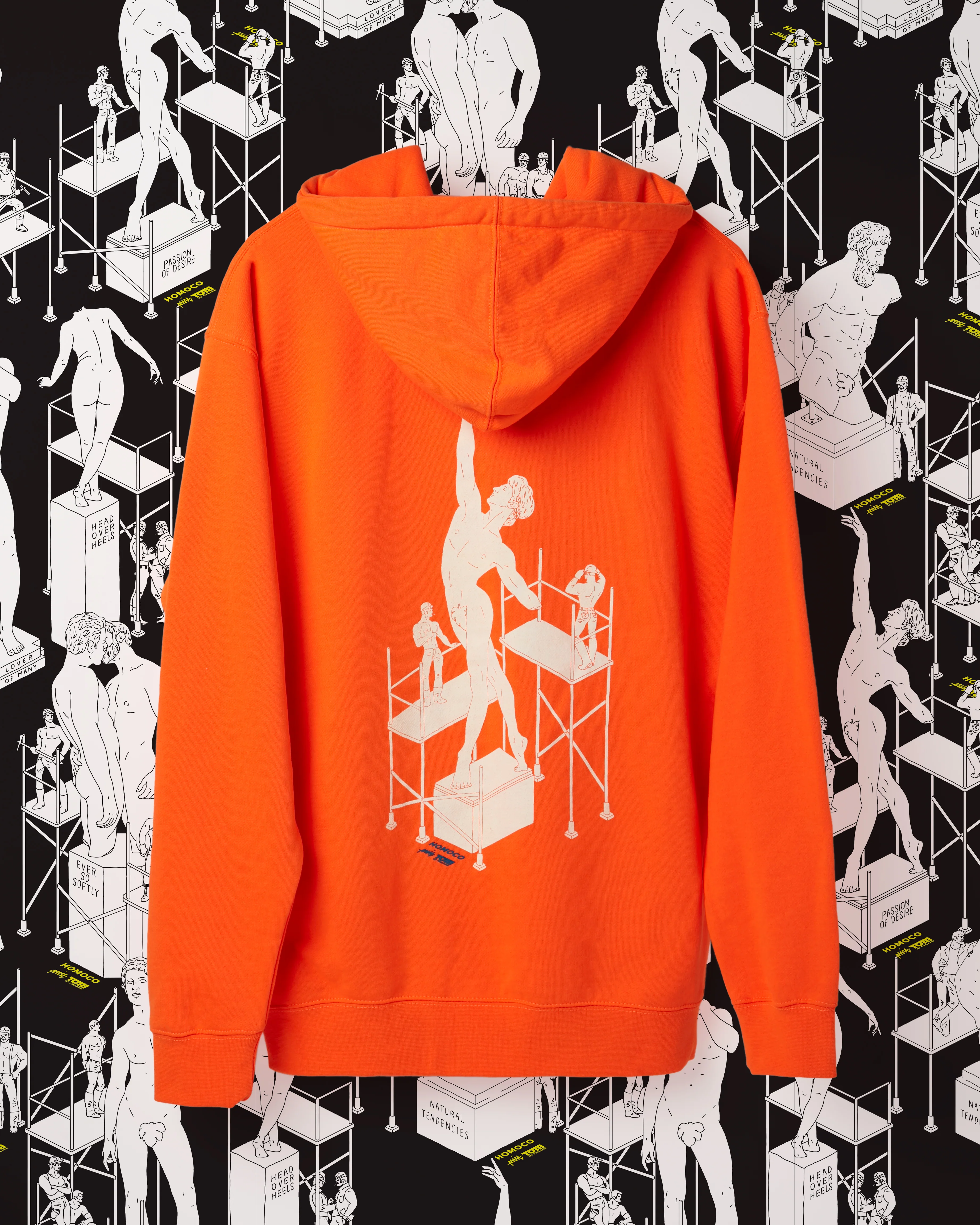 Tom of Finland Safety Orange Lover of Many Hoodie By HOMOCO - Image 4