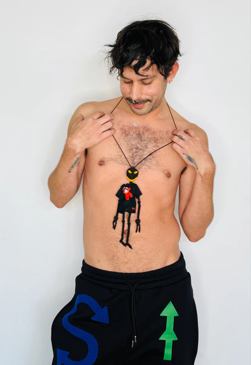 Walter Van Beirendonck Alien Friend + T Necklace in black - Image 8